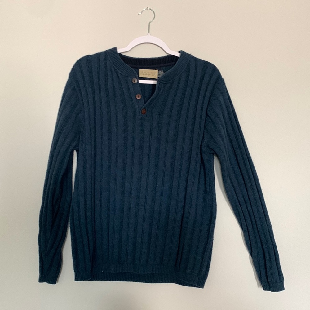 Navy Blue V-Neck Button Down Sweater
